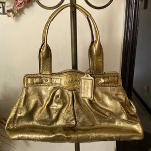 Coach gold patent leather tote